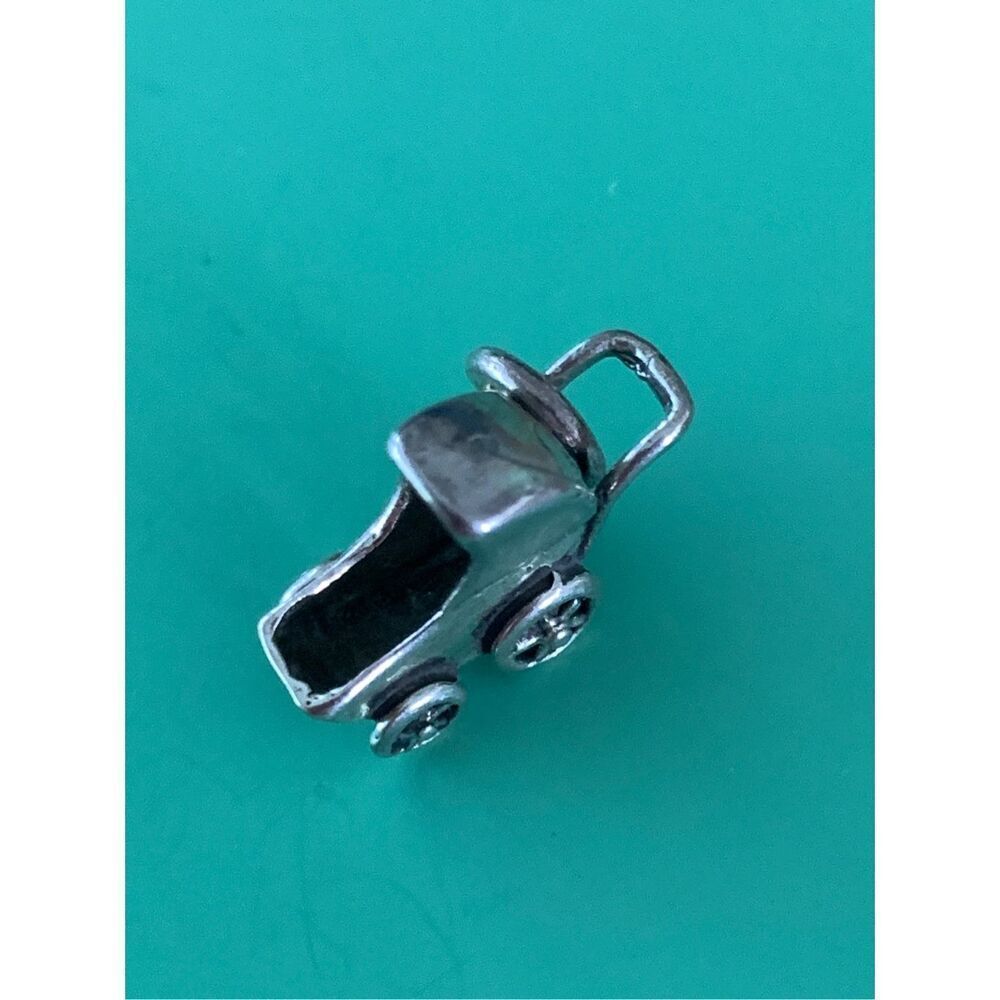 .925 Baby Stroller Sterling Silver Jewelry Charm #baby